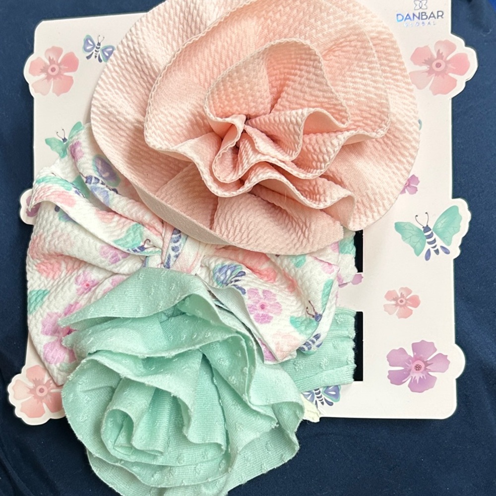 Kids Floral Hair Clips - Peach and Mint